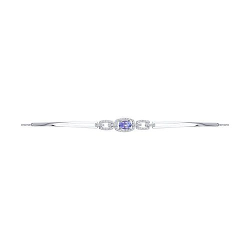 Браслет из белого золота с бриллиантом и танзанитом р. 18 SOKOLOV Diamonds