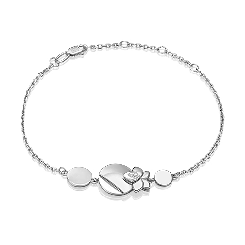 Браслет из белого золота с бриллиантом р. 16 PLATINA jewelry