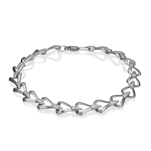 Браслет из белого золота с фианитом р. 18,5 PLATINA jewelry