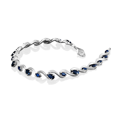 Браслет из белого золота с сапфиром р. 18 PLATINA jewelry