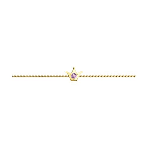 Браслет из желтого золота с аметистом р. 16 Diamant