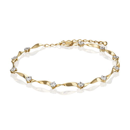 Браслет из желтого золота с фианитом р. 17 PLATINA jewelry