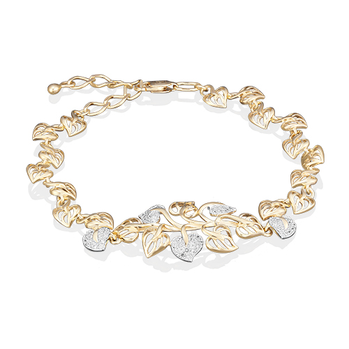 Браслет из желтого золота с фианитом р. 17,5 PLATINA jewelry