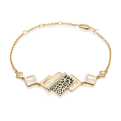 Браслет из желтого золота с фианитом/эмалью р. 20 PLATINA jewelry