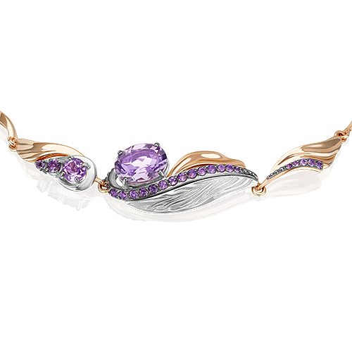 Браслет из комбинированного золота с аметистом р. 16 PLATINA jewelry 05-0797-00-203-1111