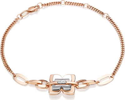 Браслет из комбинированного золота с бриллиантом р. 20 PLATINA jewelry