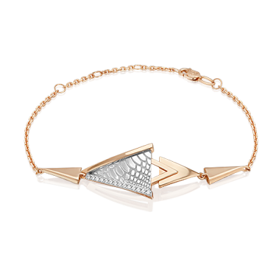 Браслет из комбинированного золота с фианитом р. 16 PLATINA jewelry