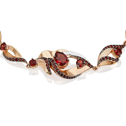 Браслет из комбинированного золота с гранатом р. 16 PLATINA jewelry 05-0799-00-204-1111