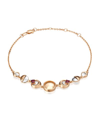Браслет из комбинированного золота с гранатом р. 21 PLATINA jewelry