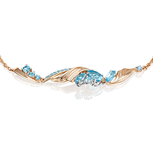 Браслет из комбинированного золота с топазом р. 16 PLATINA jewelry 05-0796-00-201-1111