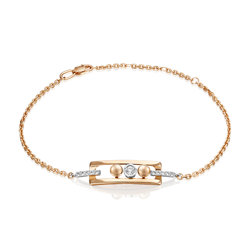 Браслет из комбинированного золота с топазом р. 17 PLATINA jewelry