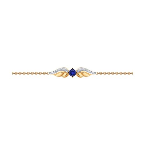 Браслет из красного золота с бриллиантом/сапфиром р. 17 SOKOLOV Diamonds
