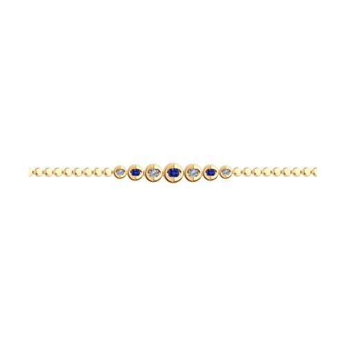 Браслет из красного золота с бриллиантом/сапфиром р. 19 SOKOLOV Diamonds