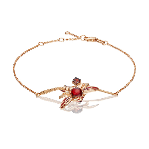 Браслет из красного золота с эмалью/гранатом р. 17 PLATINA jewelry