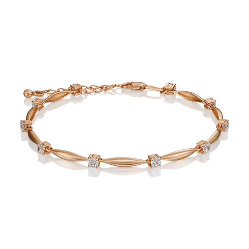 Браслет из красного золота с фианитом р. 16,5 PLATINA jewelry