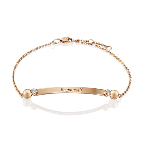 Браслет из красного золота с фианитом р. 17 PLATINA jewelry