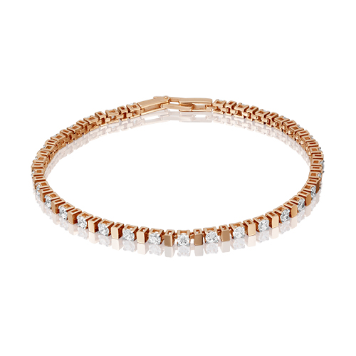 Браслет из красного золота с фианитом р. 17,5 PLATINA jewelry