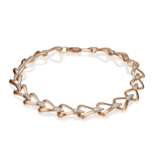 Браслет из красного золота с фианитом р. 19,5 PLATINA jewelry