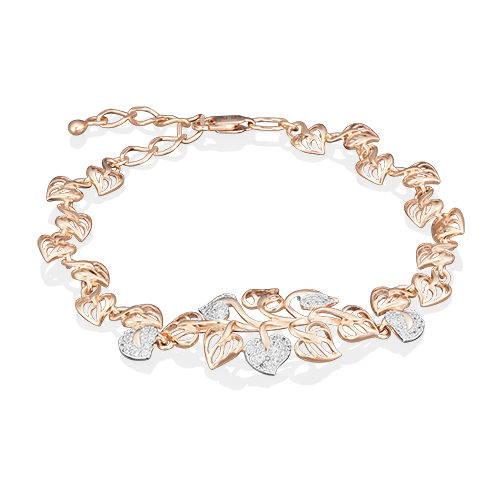 Браслет из красного золота с фианитом р. 20,5 PLATINA jewelry