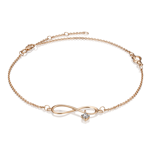 Браслет из красного золота с фианитом р. 23 PLATINA jewelry