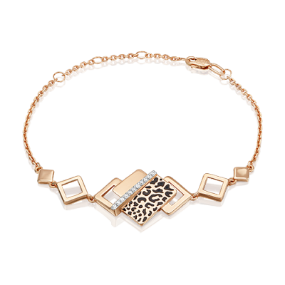 Браслет из красного золота с фианитом/эмалью р. 20 PLATINA jewelry