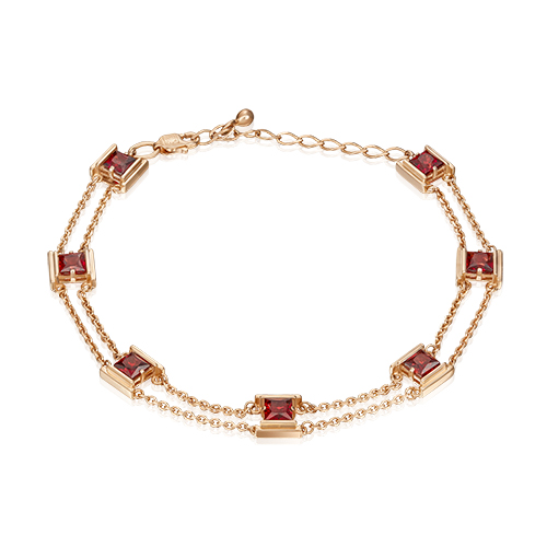 Браслет из красного золота с гранатом р. 17 PLATINA jewelry