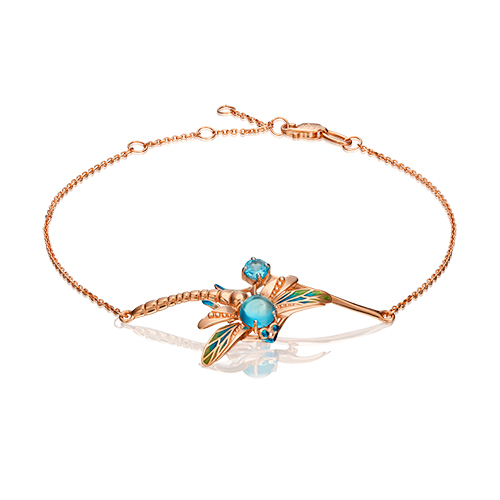 Браслет из красного золота с топазом/эмалью р. 17 PLATINA jewelry