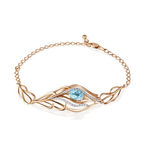 Браслет из красного золота с топазом/фианитом р. 21 PLATINA jewelry