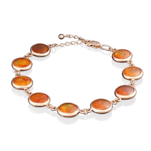 Браслет из красного золота с янтарем р. 21 PLATINA jewelry
