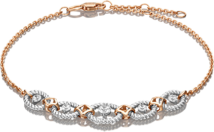 Браслет из красного/белого золота со Swarovski р.21 PLATINA jewelry