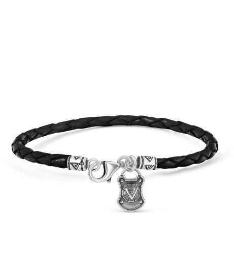 Браслет из серебра и натуральной кожи р.18 VALTERA