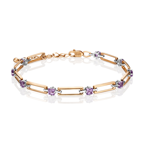 Браслет из золота с аметистом р. 17 PLATINA jewelry