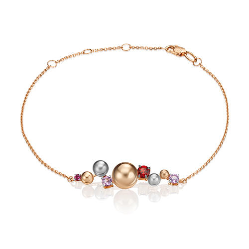 Браслет из золота с аметистом/гранатом р. 17 PLATINA jewelry
