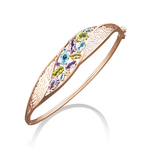 Браслет из золота с аметистом/топазом р. 17 PLATINA jewelry