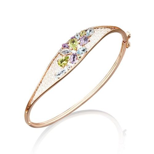 Браслет из золота с аметистом/топазом р. 19 PLATINA jewelry