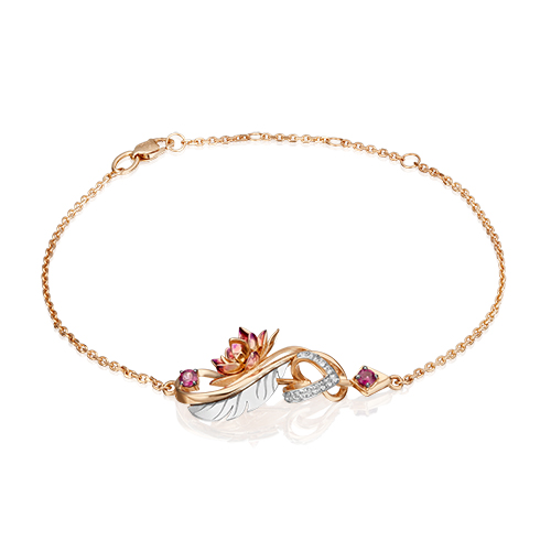 Браслет из золота с эмалью/топазом/гранатом р. 17 PLATINA jewelry