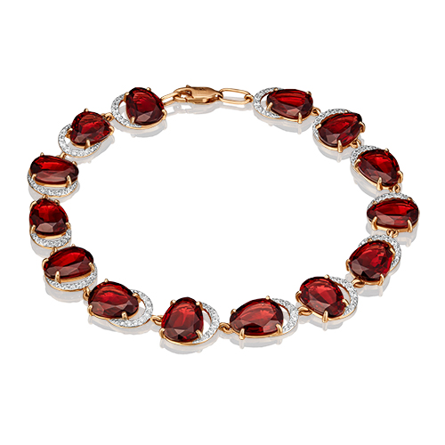 Браслет из золота с фианитом/гранатом р. 18 PLATINA jewelry