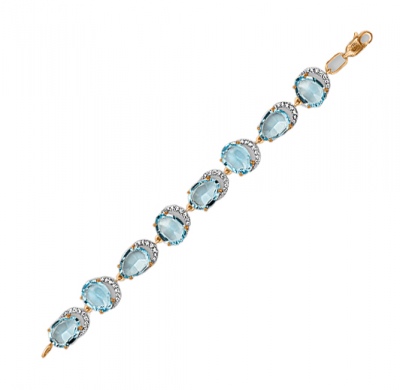 Браслет из золота с фианитом/топазом р. 21 PLATINA jewelry