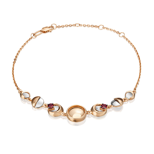 Браслет из золота с гранатом р. 17 PLATINA jewelry