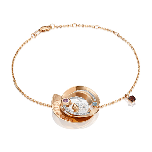 Браслет из золота с гранатом/топазом р. 17 PLATINA jewelry