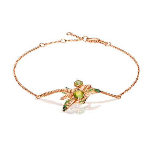 Браслет из золота с хризолитом/эмалью р. 17 PLATINA jewelry