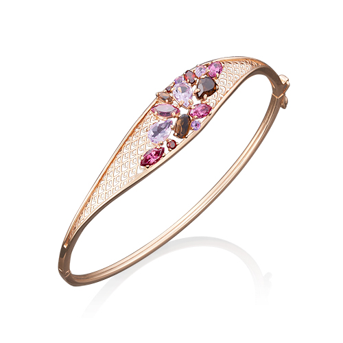 Браслет из золота с кварцем/гранатом р. 17 PLATINA jewelry