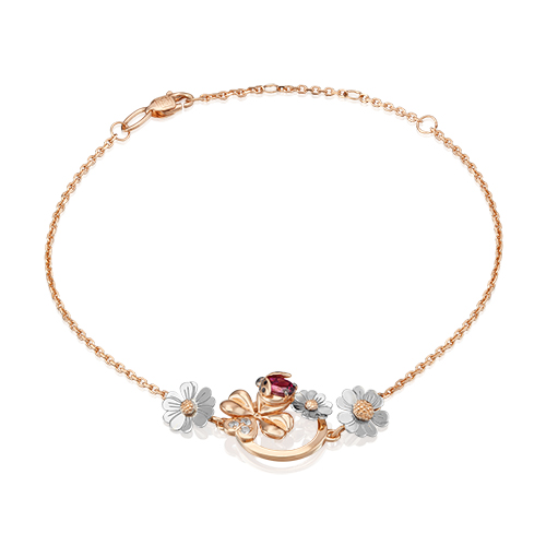 Браслет из золота с топазом/эмалью/гранатом р. 17 PLATINA jewelry