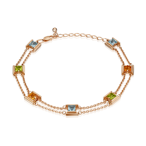 Браслет из золота с топазом/хризолитом р. 17 PLATINA jewelry