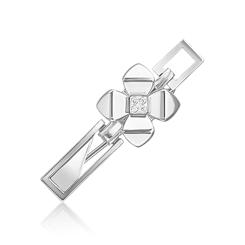 Брошь из белого золота с бриллиантом PLATINA jewelry