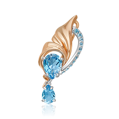 Брошь из белого золота/красного золота с топазом PLATINA jewelry