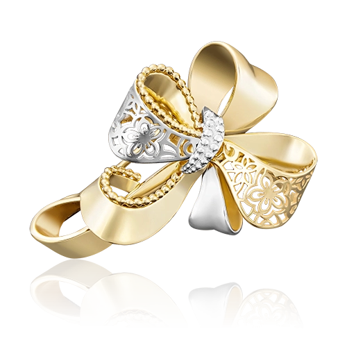 Брошь из желтого золота PLATINA jewelry
