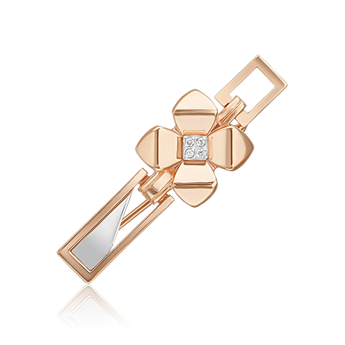 Брошь из комбинированного золота с бриллиантом PLATINA jewelry
