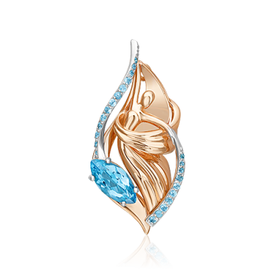 Брошь из комбинированного золота с топазом PLATINA jewelry