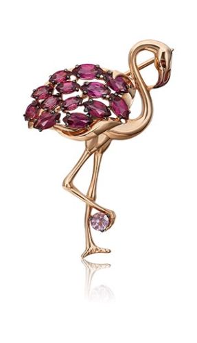 Брошь из красного золота с аметистом/гранатом PLATINA jewelry